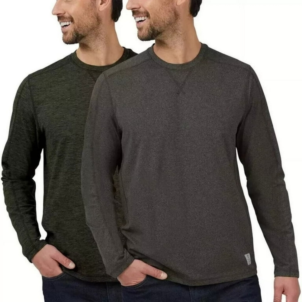 Rugged Elements Men's Long Sleeve Crew Shirts 2 Pack Size S Gray/Green